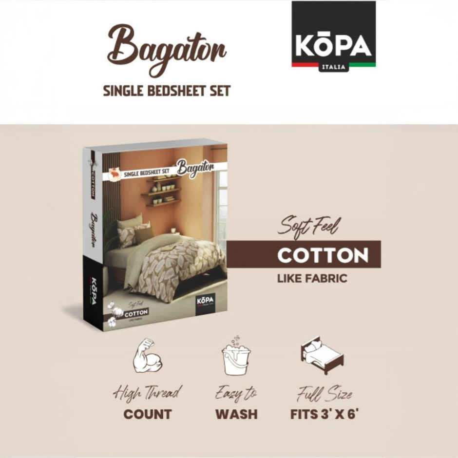 Kopa Extra Smooth Micro Single Bedsheet With 1 Pillow Cover | Set of 2 | Aura Floral | Brick, Blue