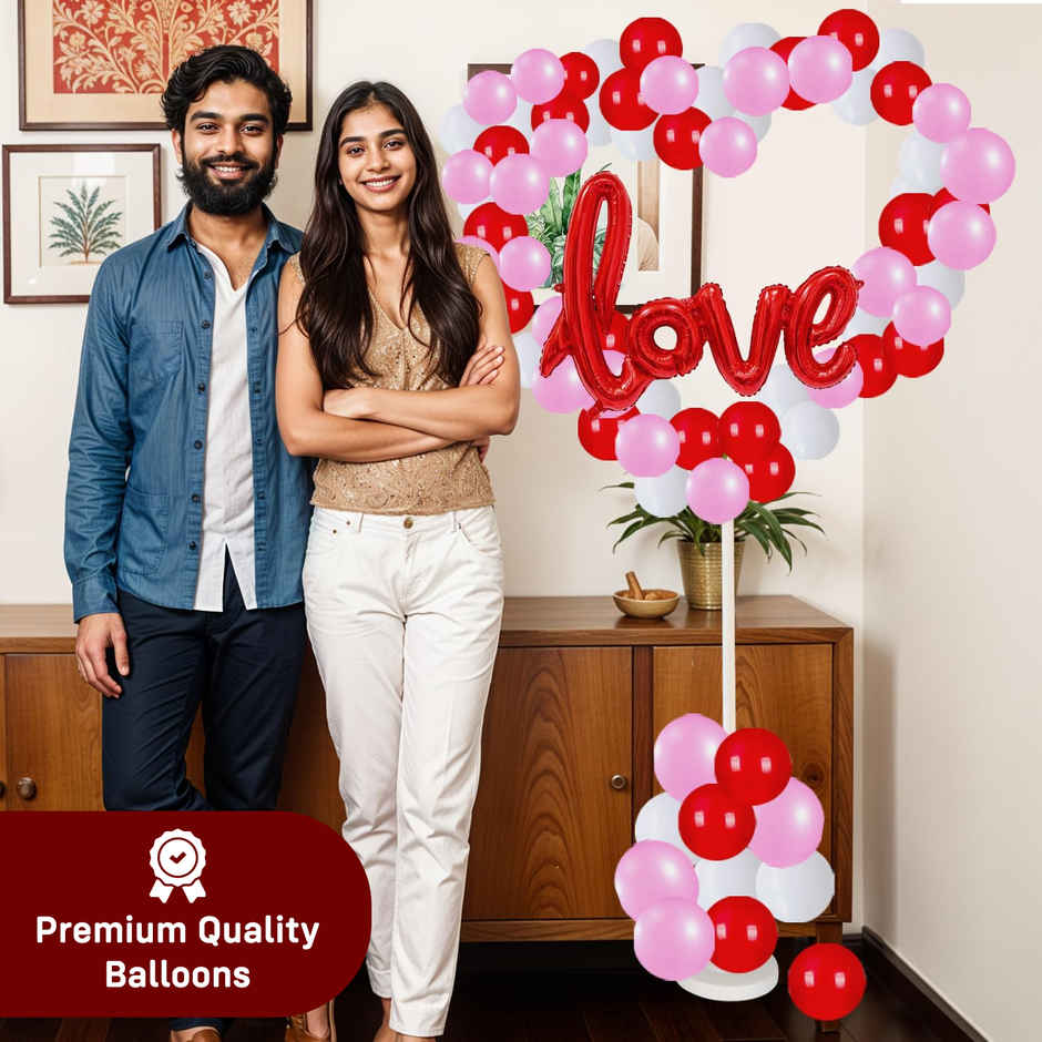 Valentine Day Decoration with Banner and Heart Foil Balloons | Party Propz