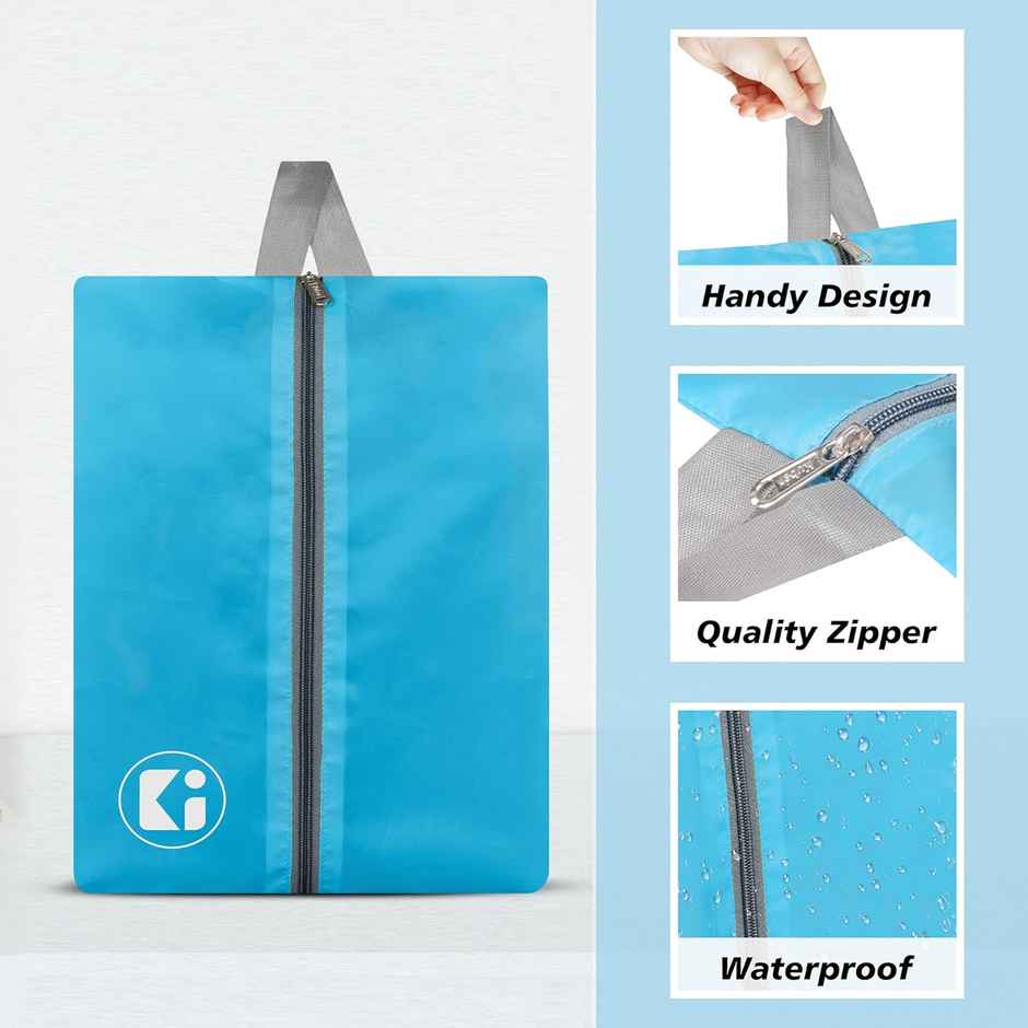 Kuber Industries Parachute Travel Shoe Carrying Organizer|Pack of 4|Sky Blue