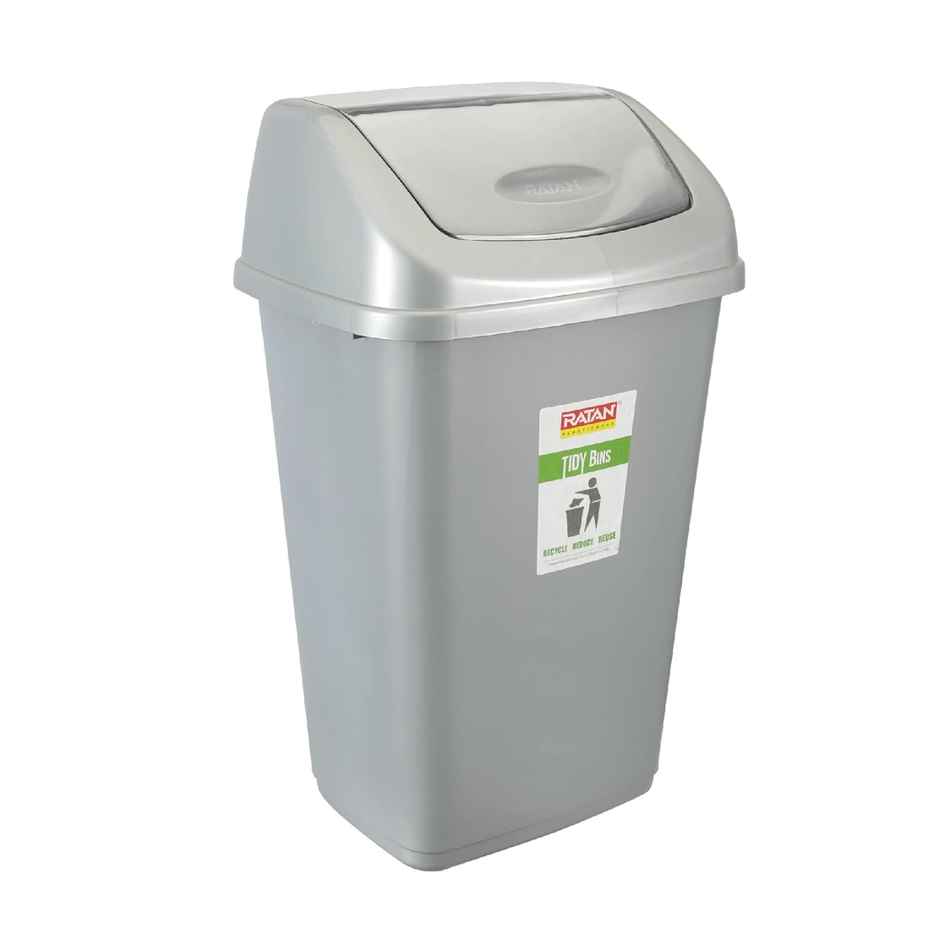 Ratan Plasticware Tidy Bin With Swing Lid 21 Litres Plastic Dustbin - Grey Color