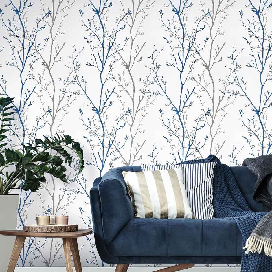 Wollzo Botanical Branch Pattern Decorative Wallpaper | 45 x 500 cm