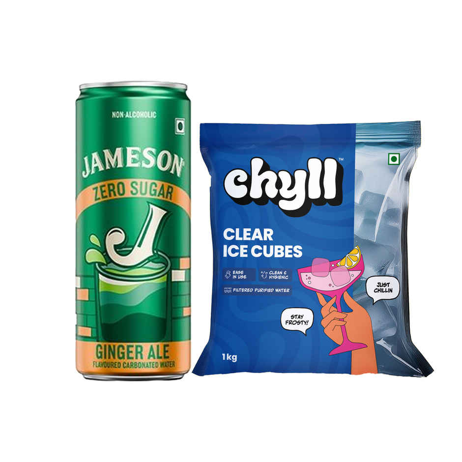 Chyll Ice Cubes (Cube Ice) (1kg) & Jameson Zero Sugar Ginger Ale (250ml) Combo