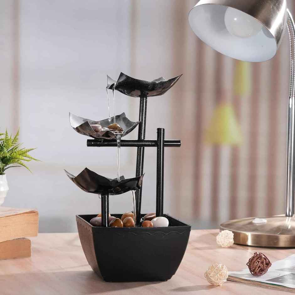 TIED RIBBONS Decorative Table Water Fountain | Black