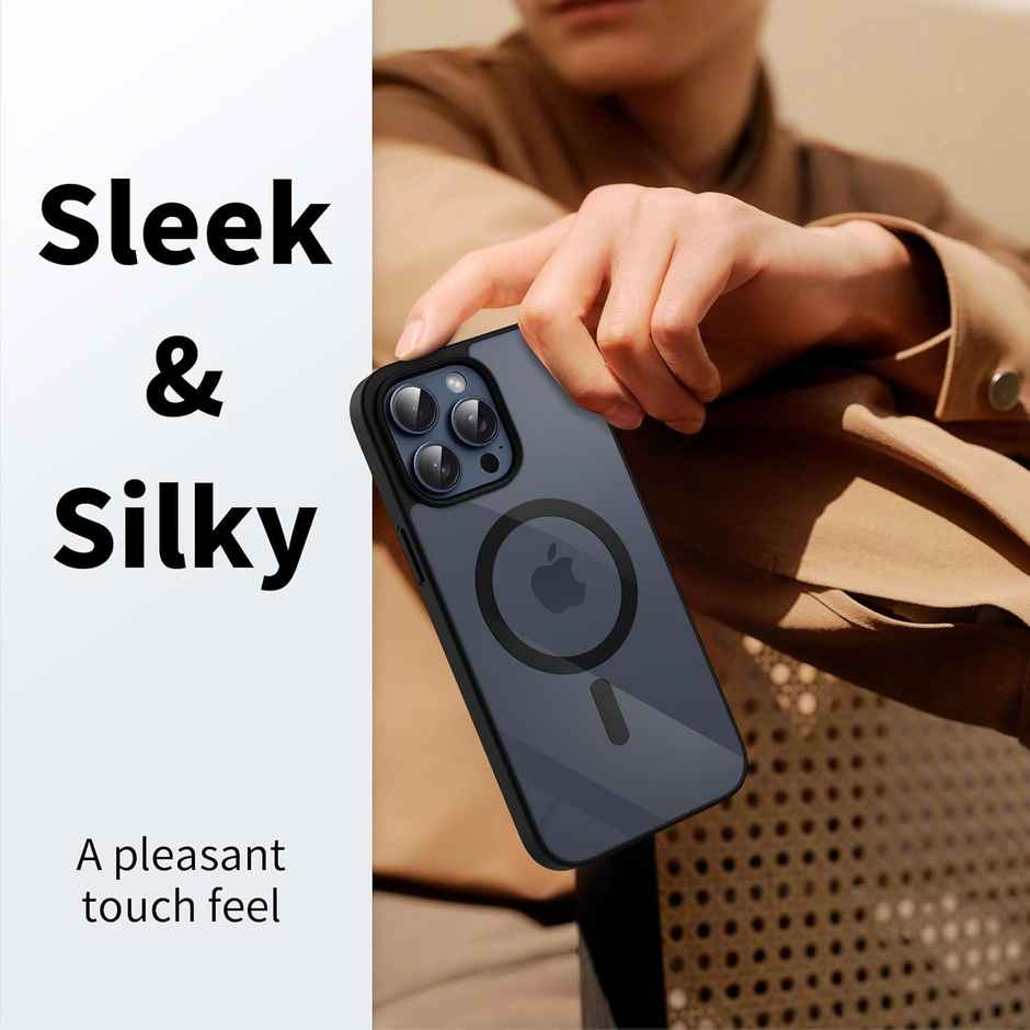 ExpressB For iPhone 15 Pro Case Thin Matte Anti-Scratch For Magsafe Shockproof Protection -Black