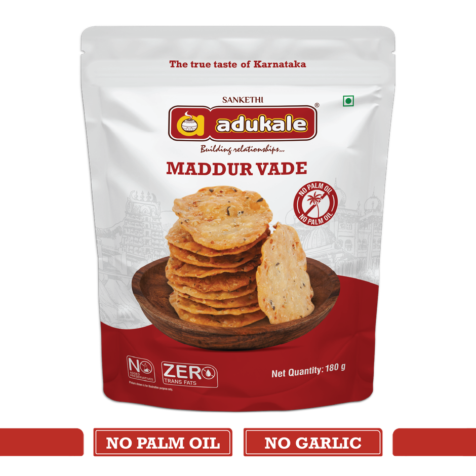 Adukale Kayi Kodubale (Coconut Kodubale) 180.0 Gram (180g) & Adukale Maddur Vade 180.0 Gram (180g) Combo