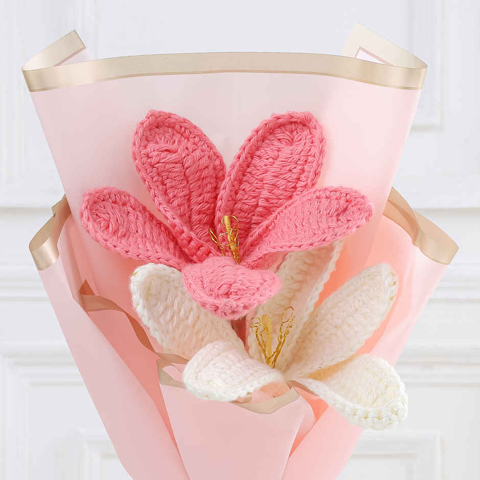 Blue Heaven Color Shine Nail Polish Kit  (5pcs) & Eternal Lily Bloom Crochet Flower Bouquet  (1pc) Combo