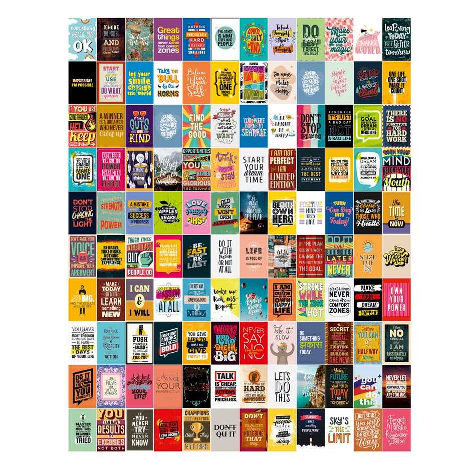 Paper Plane Design Motivational Wall Posters Collage | Set of 120 | (4 Inch x 6 Inch) D1