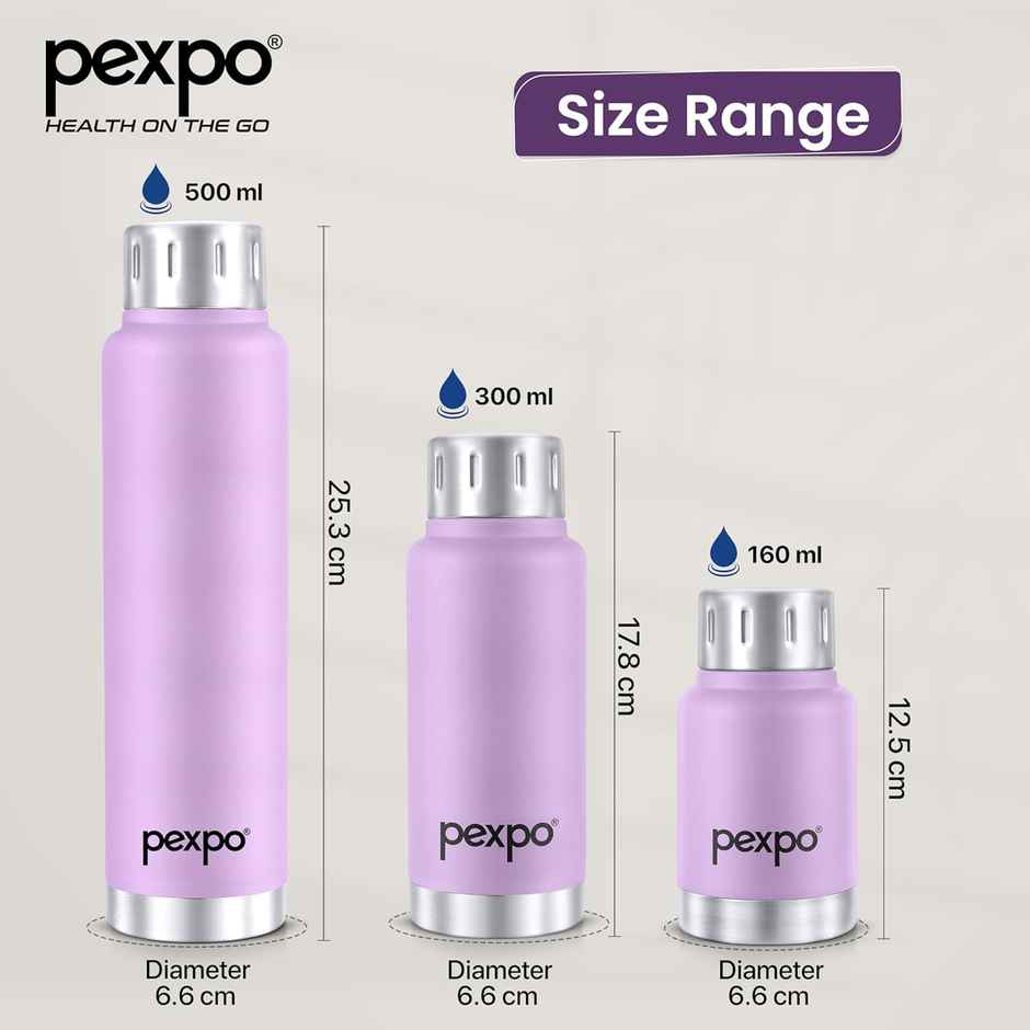 Pexpo Cameo Hot & Cold Stainless Steel Water Bottle | 160 ml | Orchid Purple