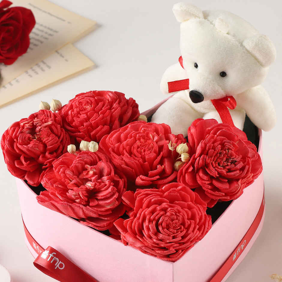 Flowers and Teddy Romance Gift Hamper Combo Set | FNP