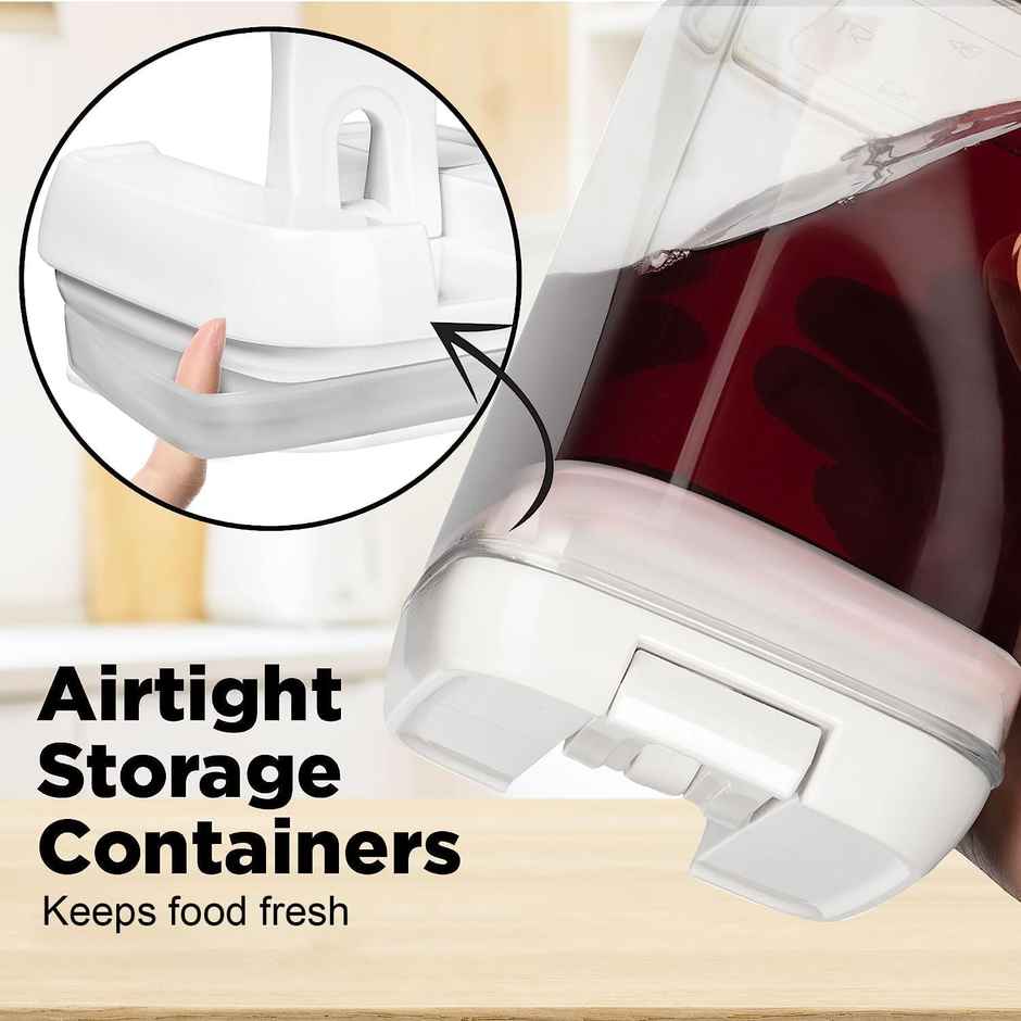 Tex-Ro White Cap Airtight Plastic Grocery Container for Kitchen Organizer - 1500 ml | Pack of 4