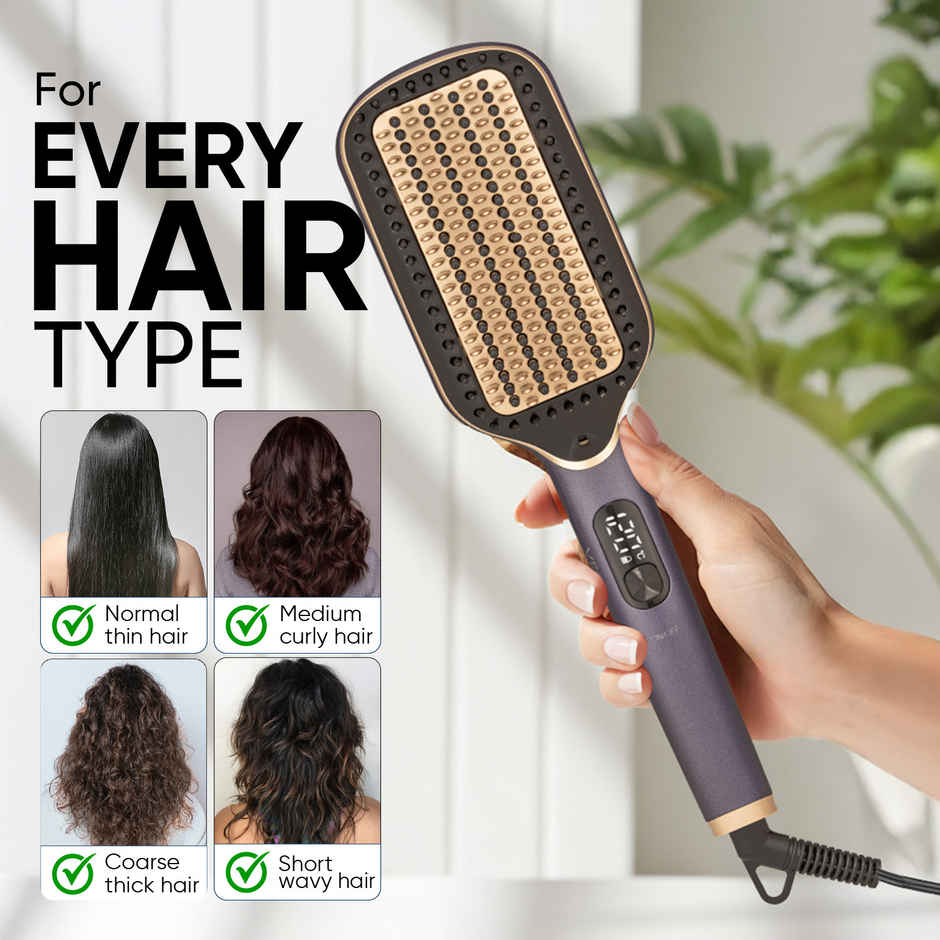 Vega Litstyle L1 Hair Straightener Brush with Up to 12 Hrs Straightening Effect, (VHSB-06)