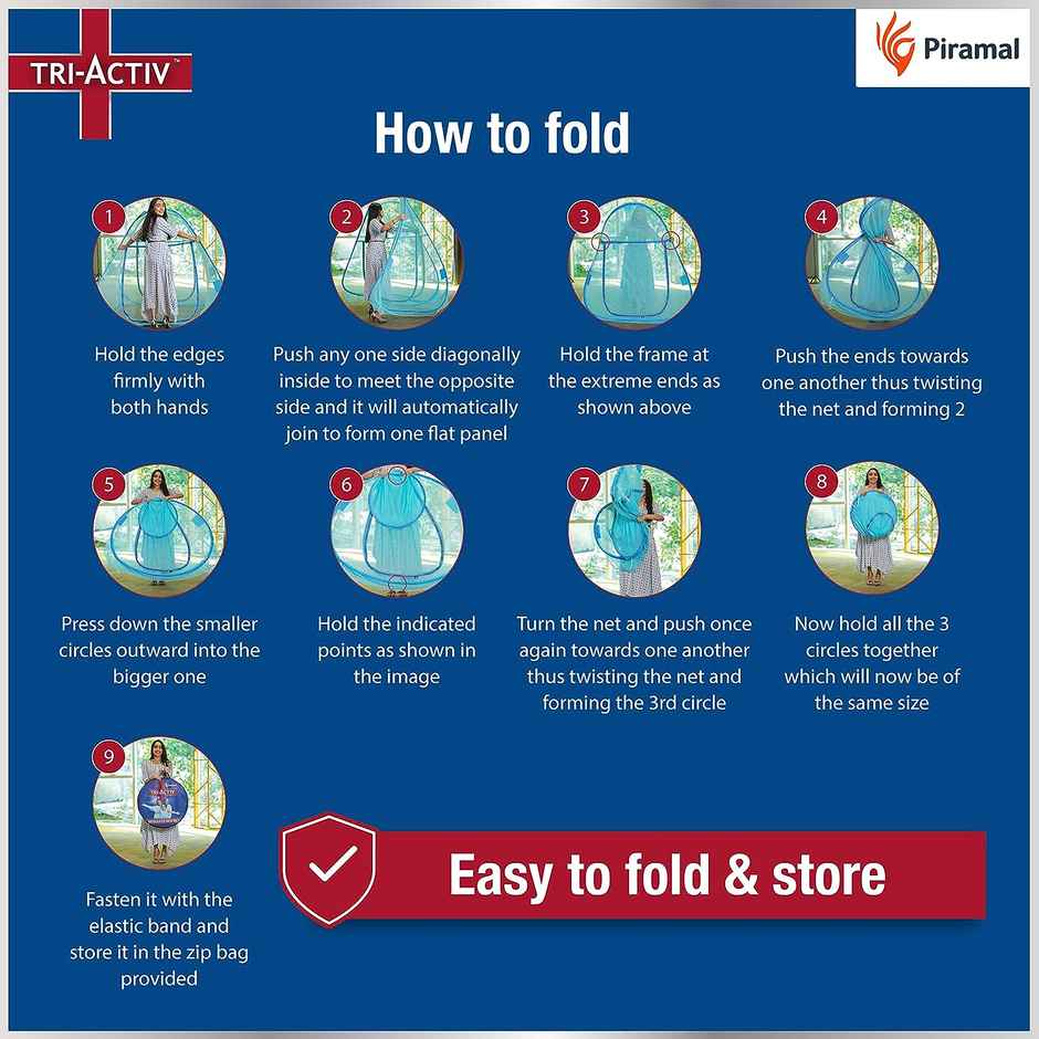 Tri-Activ Premium Machardani Mosquito Net For Single Bed