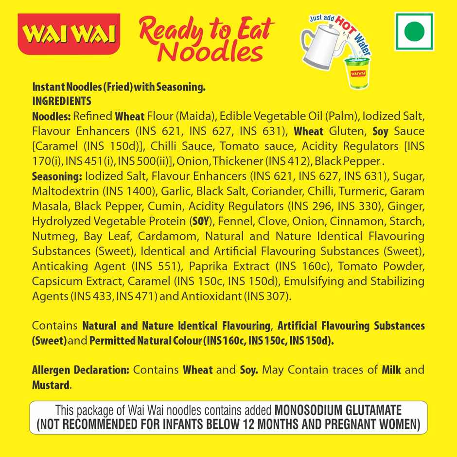 Wai Wai Xpress Ready To Eat Cup Noodles Veg Masala