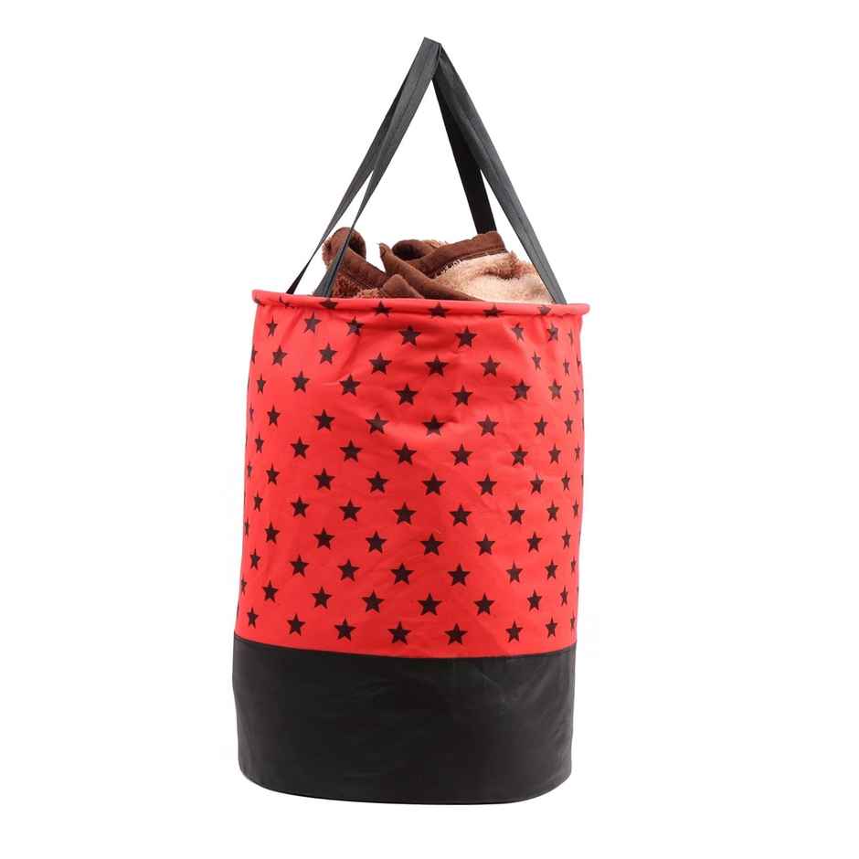 Perpetual Waterproof Laundry Cloth Basket, 2 Pcs, 45L, Foldable with Handle (Red)