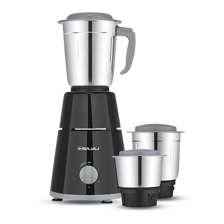 Bajaj GX-1 Mixer Grinder 500W | Superior Mixie For Kitchen |3 Stainless Steel Mixer Jars, 2-In-1 For Dry Grinding |Blade Function With Titan Motor,  Black