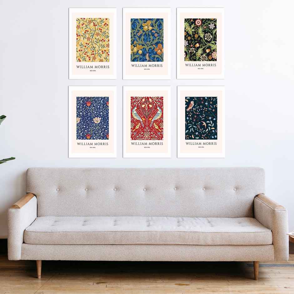 Paper Plane Design Popular Artist William Morris Wall Posters | Set Of 6 | Size 12 x 18 Inch | D27
