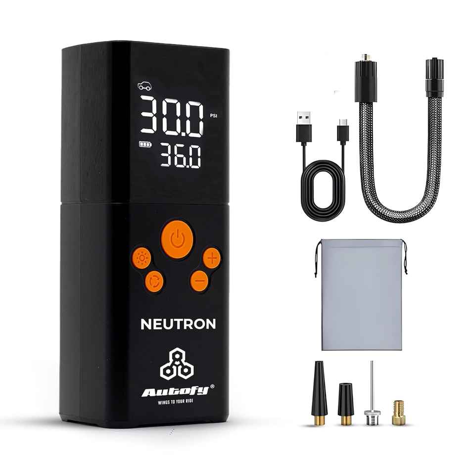 Autofy Neutron Cordless Tyre Inflator Rechargeable No Fuel Use - 4500Mah Powerbank