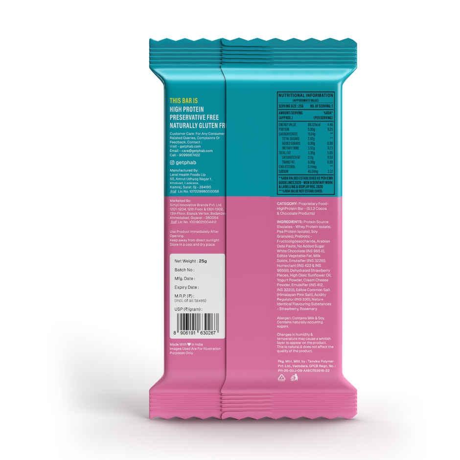 Phab Strawberries & Greek Yogurt Pocket Protein Bar - 5g Mini Protein Bar