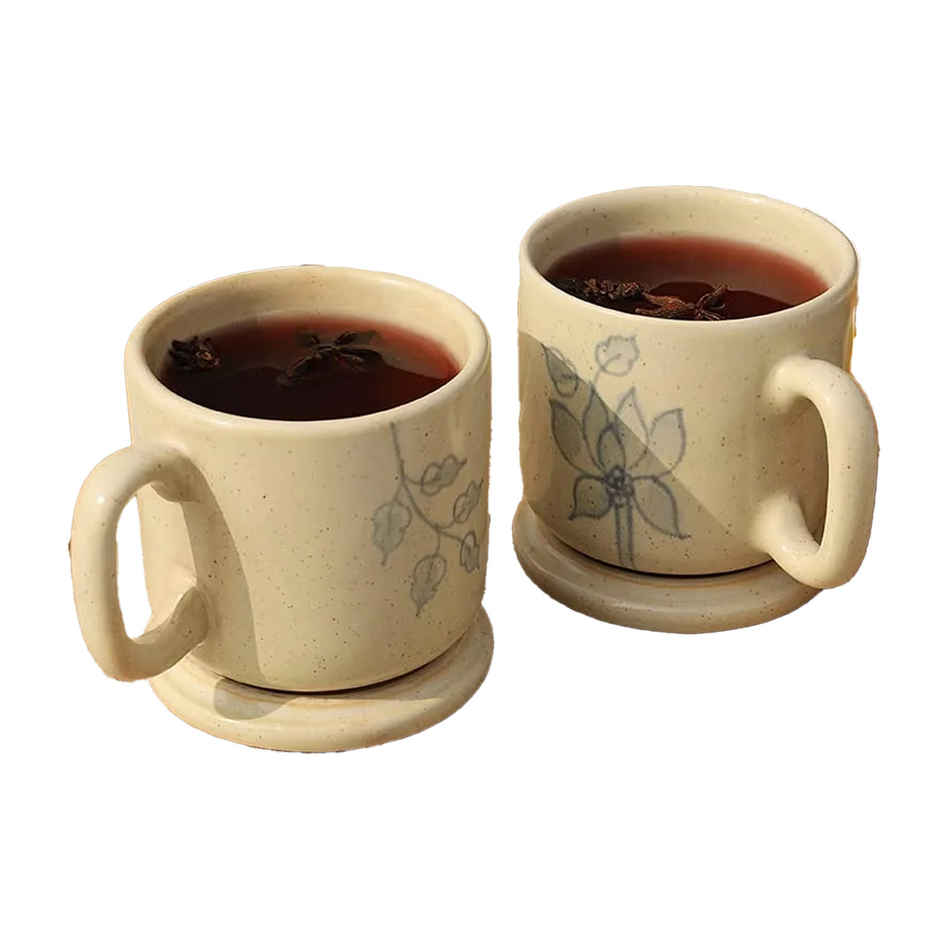 Ellementry Fiore Ceramic Mug Set of Two with Lid
