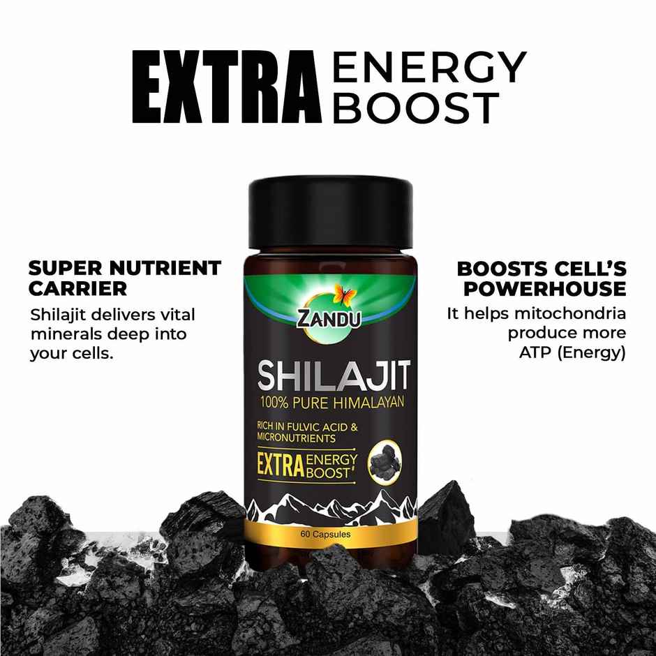 Zandu Shilajit Pure Herbs Himalayan Shilajit, Boosts Immunity, Strength and Stamina