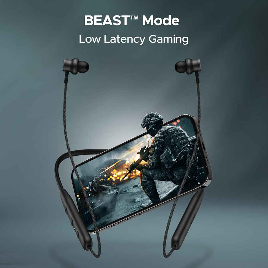 boAt Rockerz 110/Rockerz 109 Wireless in Ear Neckband with Up to 60 hrs Playtime, Dual Device Pairing, ENx Tech, ASAP Charging, BTv5.3,IPX5,Type-C Interface & Magnetic Power Buds - Active Black