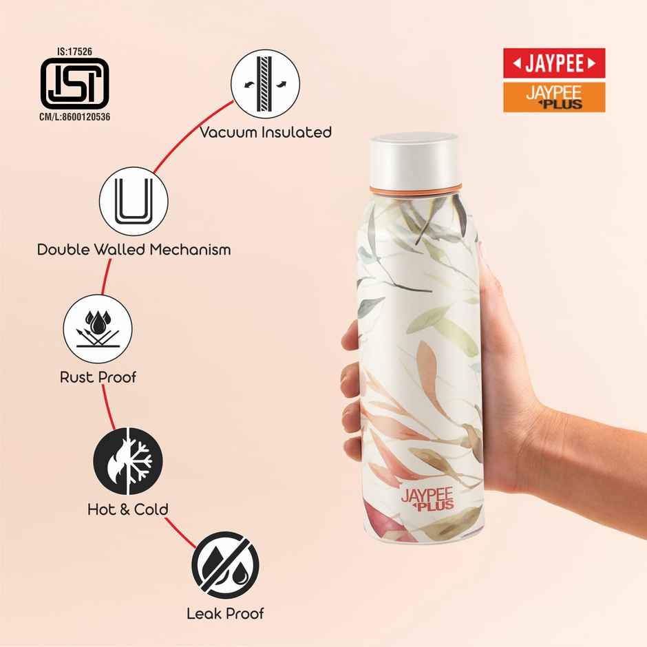 Jaypee Plus Punch Prime ISI certified Stainless Steel Insulated Hot & Cold Water Bottle | 620 ml
