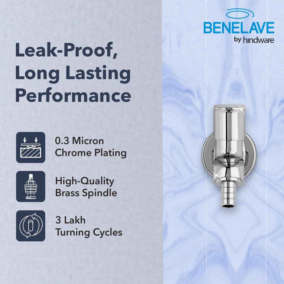 Benelave By Hindware Volga Bib Tap With Nozzle For Utility Area | Brass With Chrome Finish