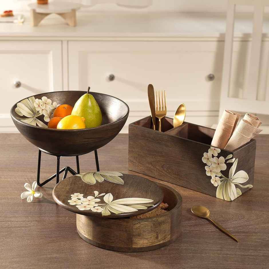 Ellementry Frangipani Wooden Cutlery Stand