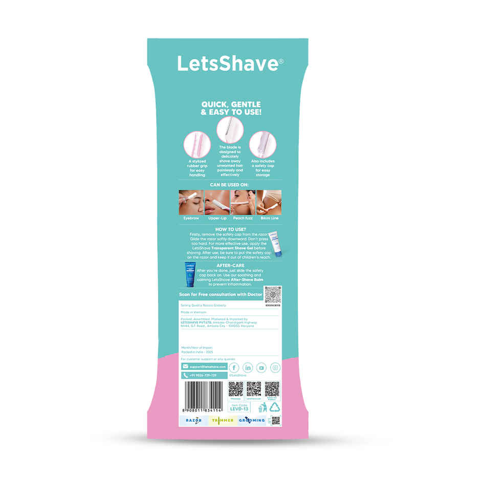 LetsShave Face Razor for Women | Painless Hair Removal for Face, Eyebrows, Upperlips, Chin
