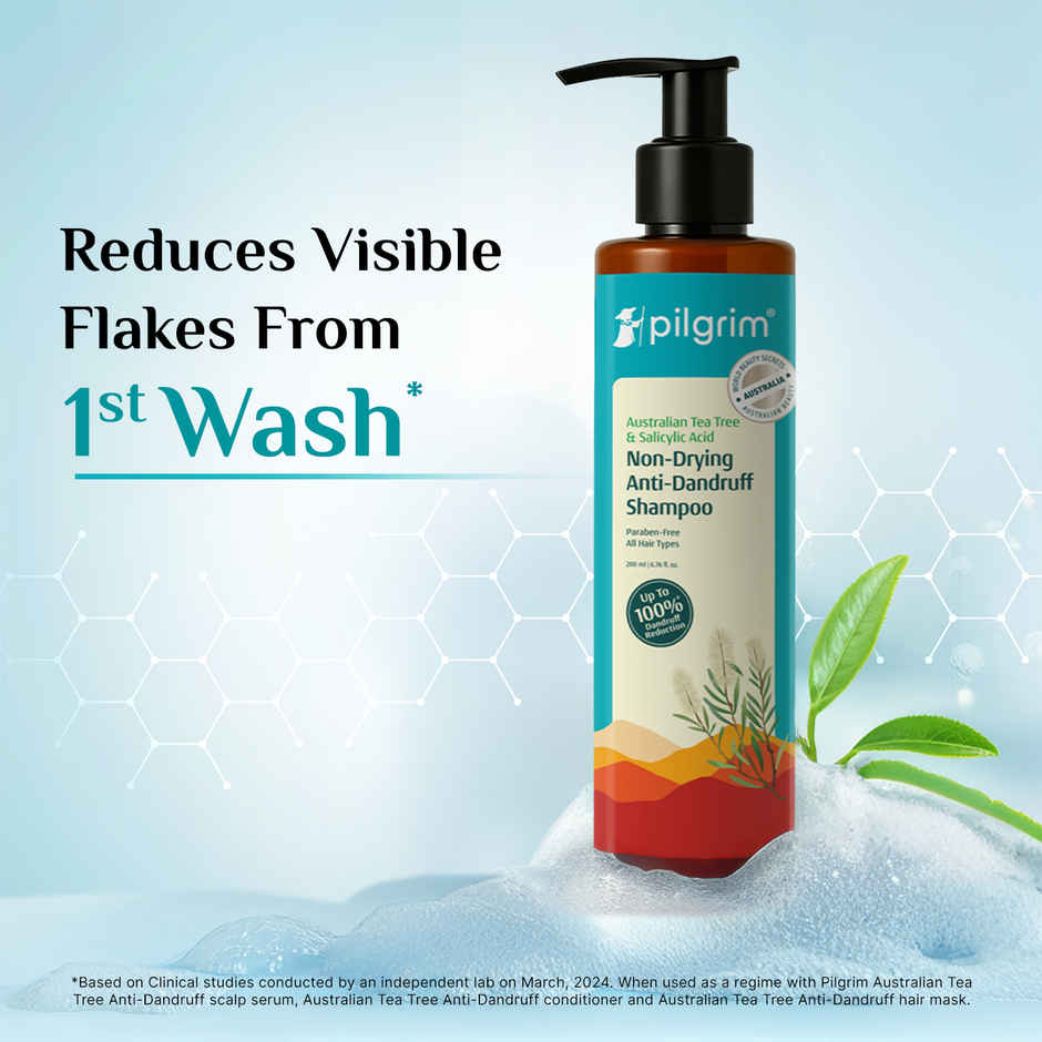 Pilgrim Tea Tree Non-Drying Anti-Dandruff Shampoo Helps remove Dandruff for Men & Women
