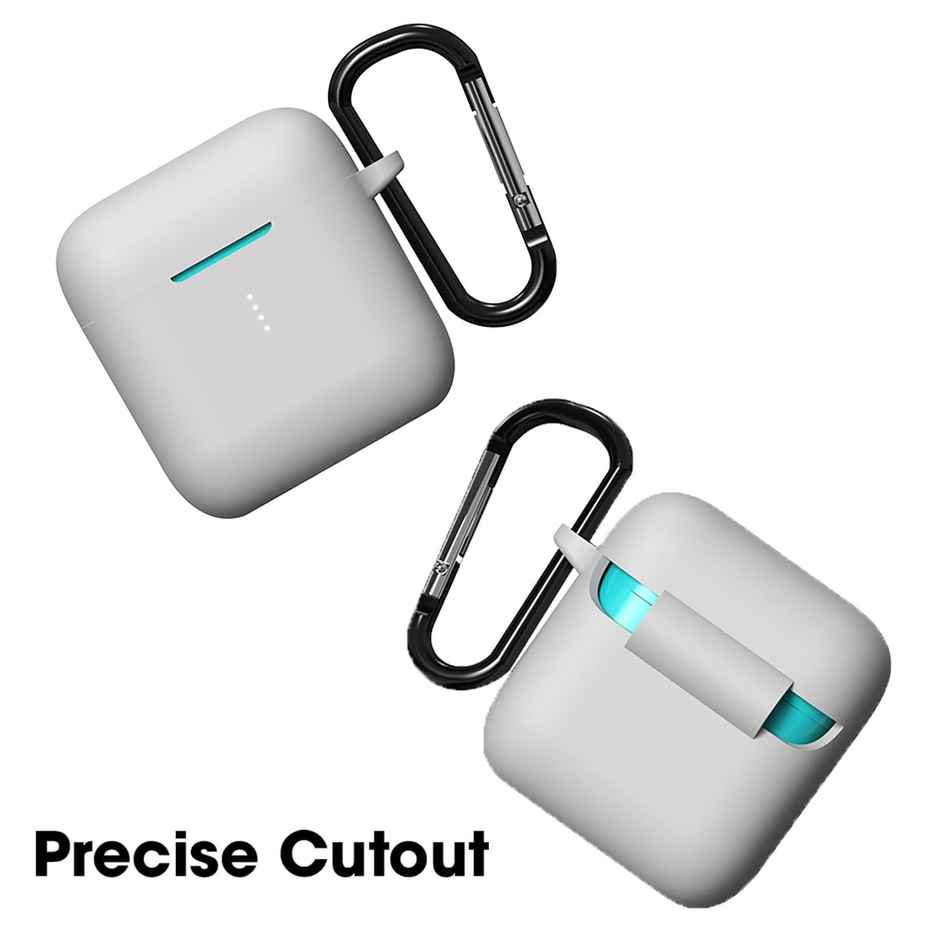 Sounce Silicone Case Cover for Boat Airdopes 141 | Shockproof Protective Cover with Keychain,Grey