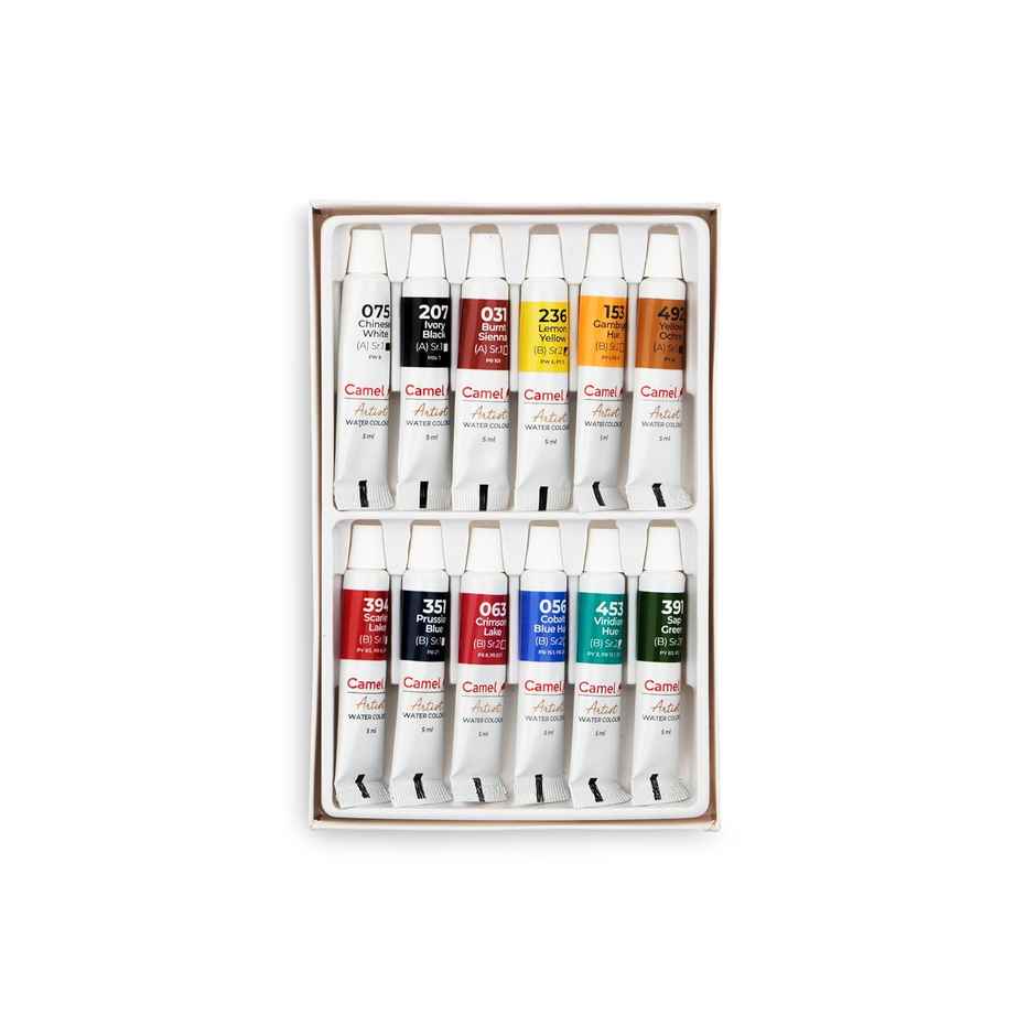 Camel Artist Watercolor Tubes 12 Shades, 5Ml