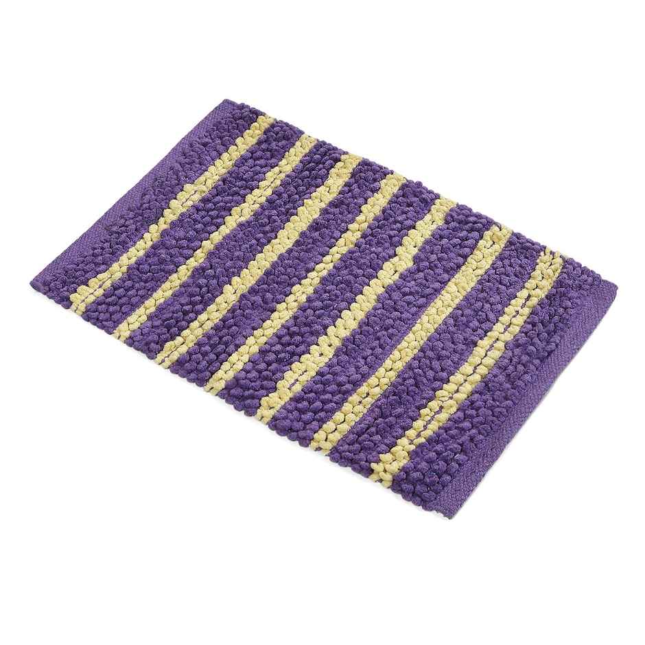 Status Cotton Anti- Skid Stripe Mat | 38 x 58 cm | Lavender