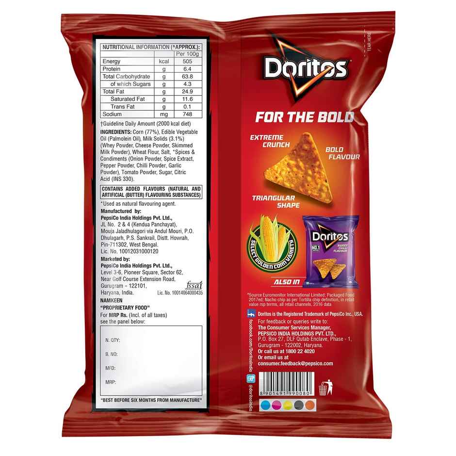 Lay'S American Cream & Onion Potato Chips(82gms) & Doritos Nacho Chips - Cheese Flavour(82gms) Combo