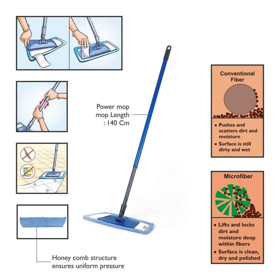 Gala Power Microfiber Flat Mop, Assorted