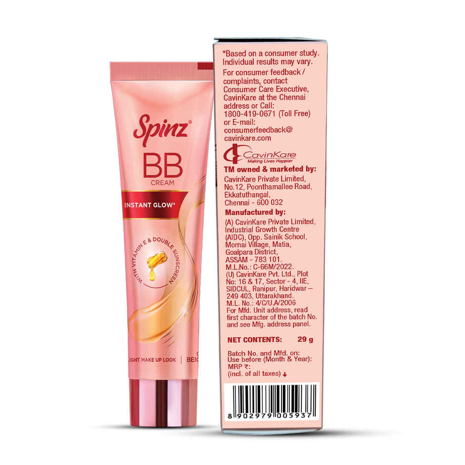 Spinz BB Brightening & Beauty Fairness Cream Gives 2X Instant Glow Sun Protection Dark Spots Correction