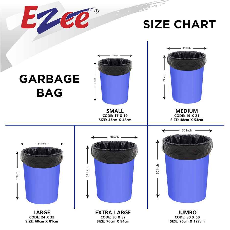 Ezee Flat Garbage Bags Medium Black | 19 x 21 Inch