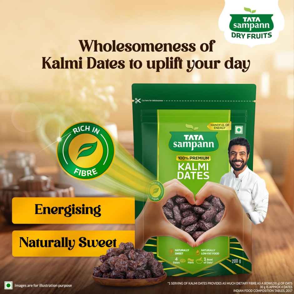 Tata Sampann Premium Kalmi Dates | Rich In Fibre | Naturally Sweet | Naturally Low-Fat Food