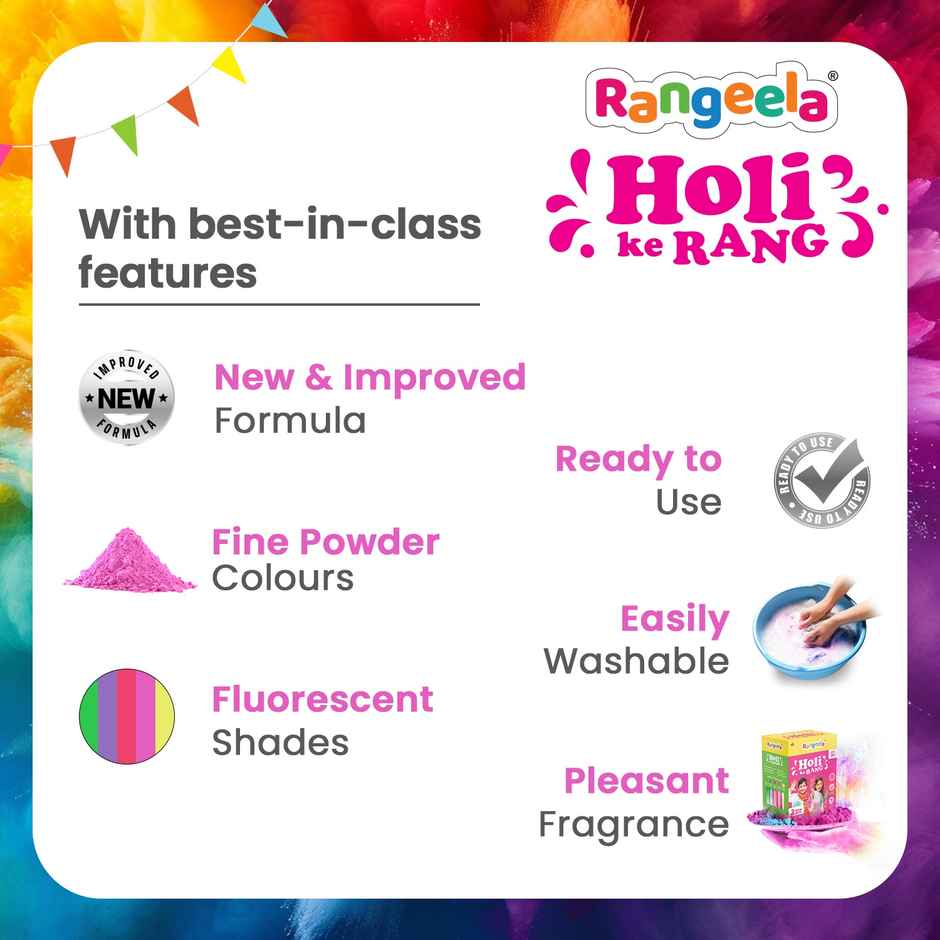Rangeela Holi Ke Rang Colours Non Toxic | Easily Washable And Safe On Skin | Radiant Pink Combo
