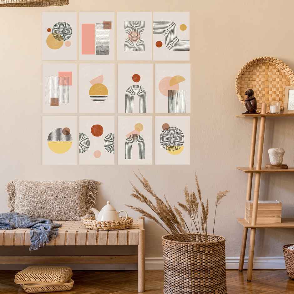 Paper Plane Design Abstract Boho Wall Posters For Living Room | Set Of 12 | Size 29 x 21 cm | D8