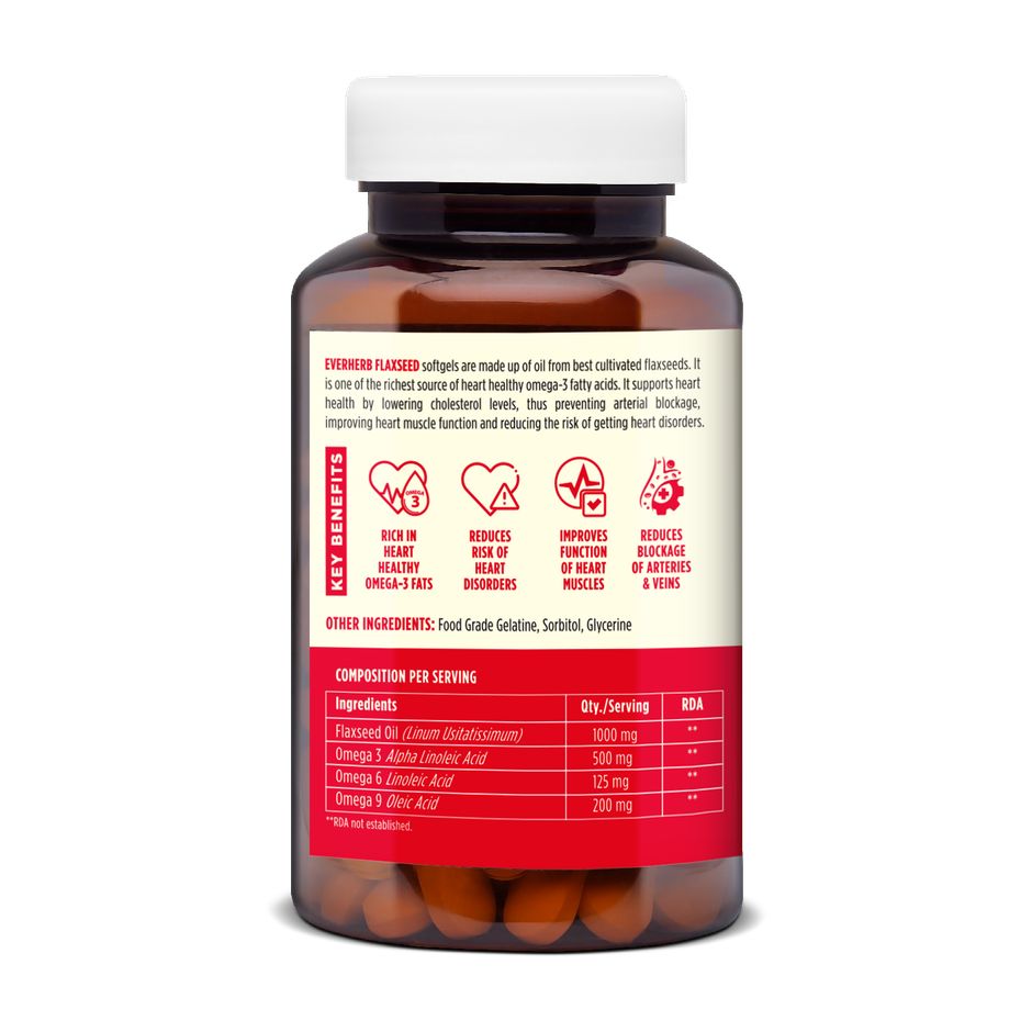 Everherb (By Pharmeasy) Flaxseed Omega 3 - Essential Fatty Acids - Healthy Heart