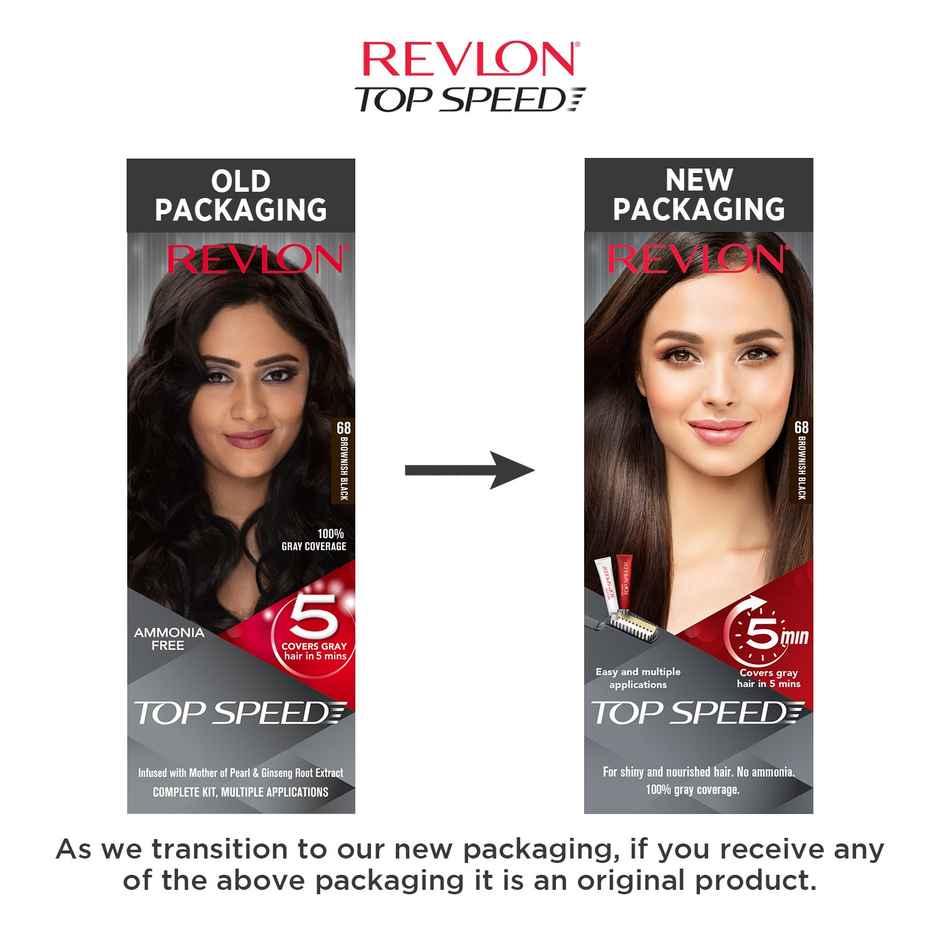 Revlon Top Speed Hair Color Small Pack Woman - Brownish Black 68