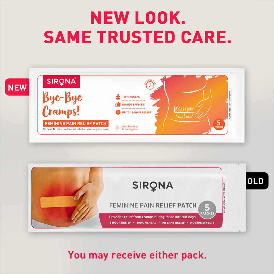 Sirona Herbal Period Pain Relief Patches| Relief from Menstrual Cramps | Cool Patches