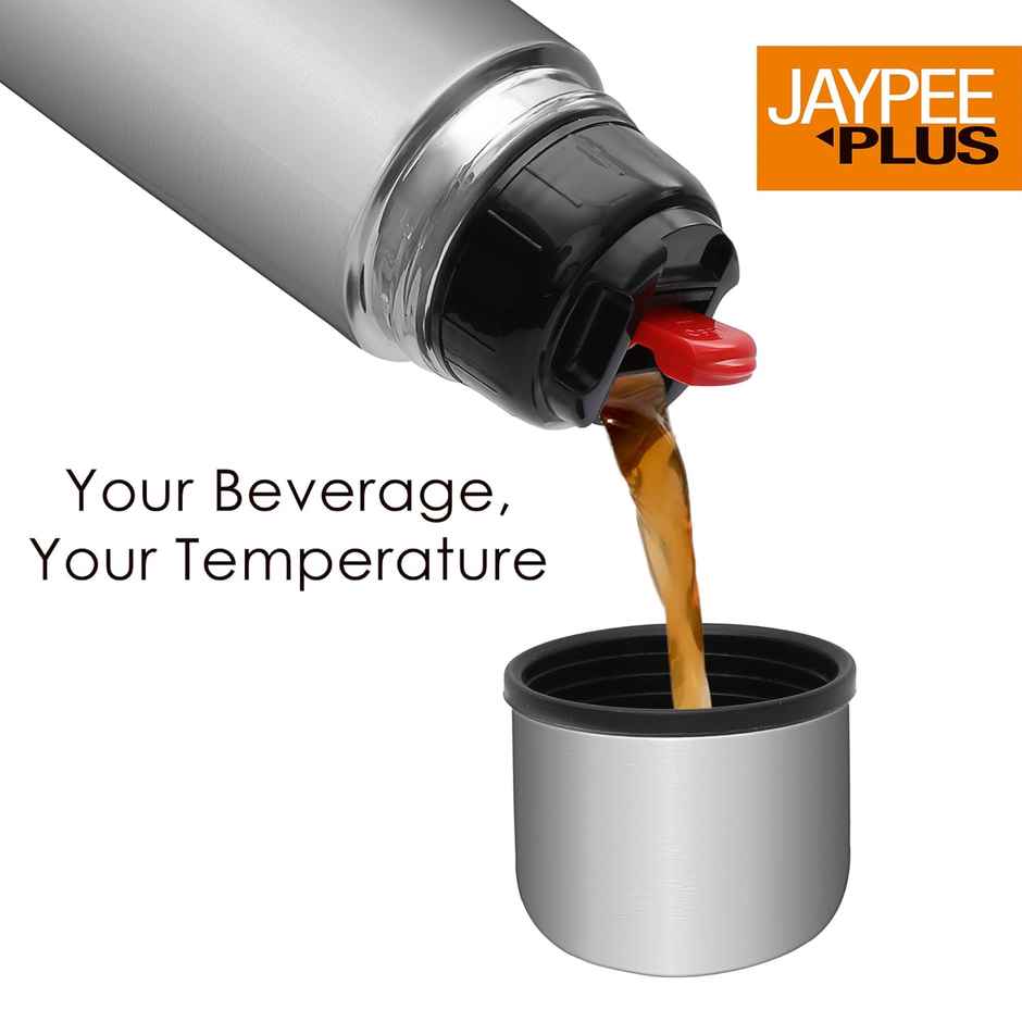 Jaypee Plus Max Vacuum Insulated Stainless Steel Hot & cold Water Bottle SS Finish | , 750ml