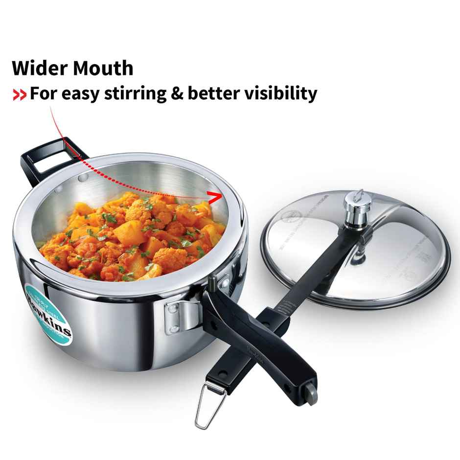 Hawkins 3.5 Litre Triply Stainless Steel Pressure Cooker, Inner Lid Cooker, Silver (Hsst35)