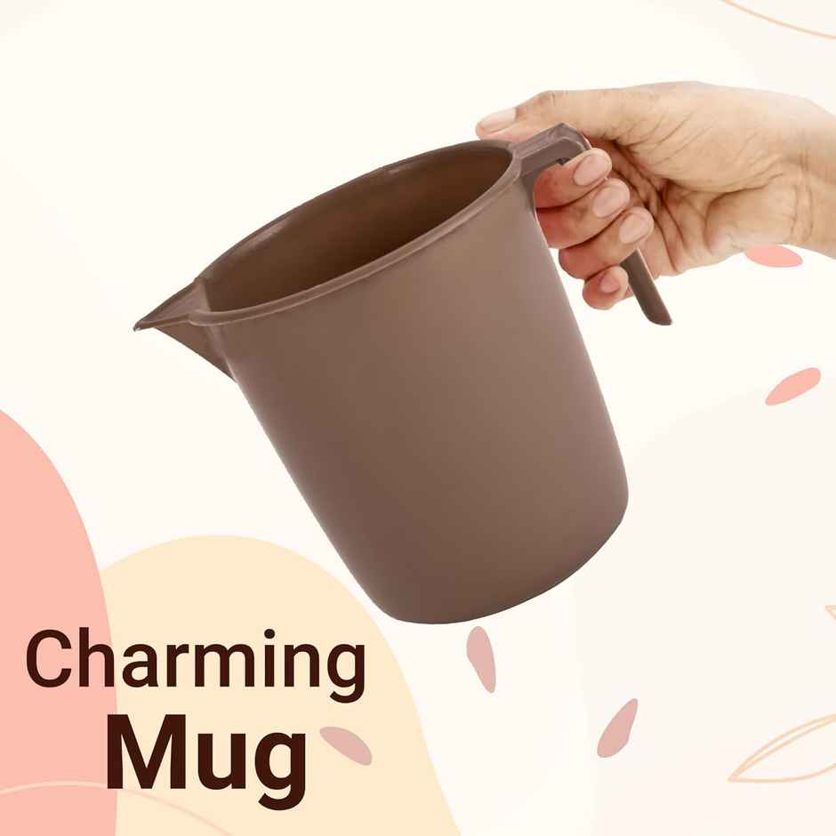 Kuber Industries Bucket & Mug Bathroom Combo Set|Set of 4|Brown