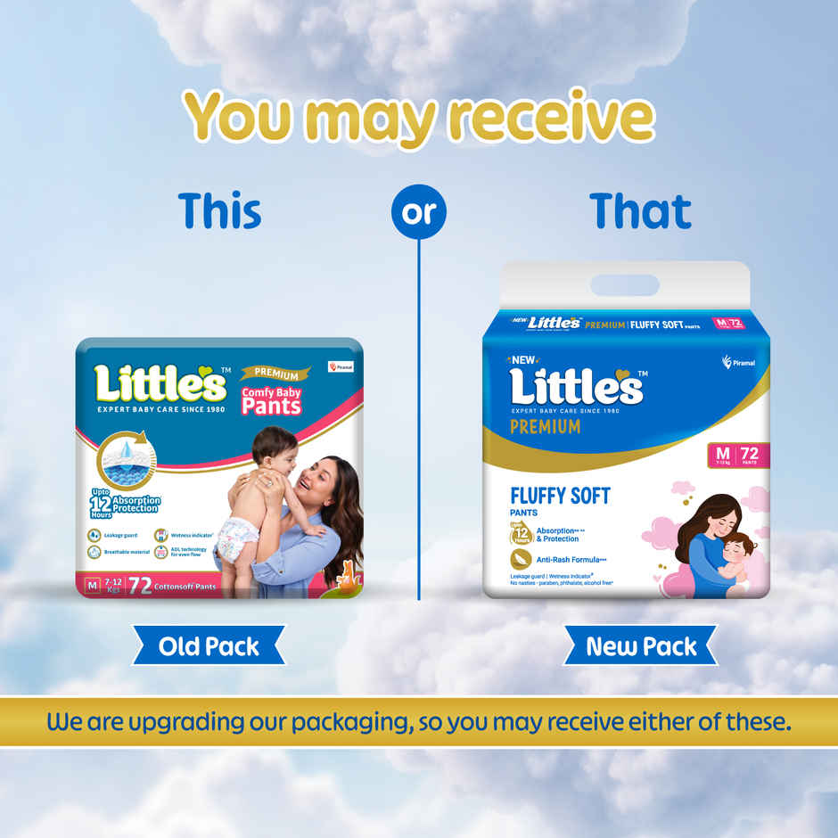 Littles Expert Baby Care Comfy Baby Diapers | Pant Style | M | 72 pcs