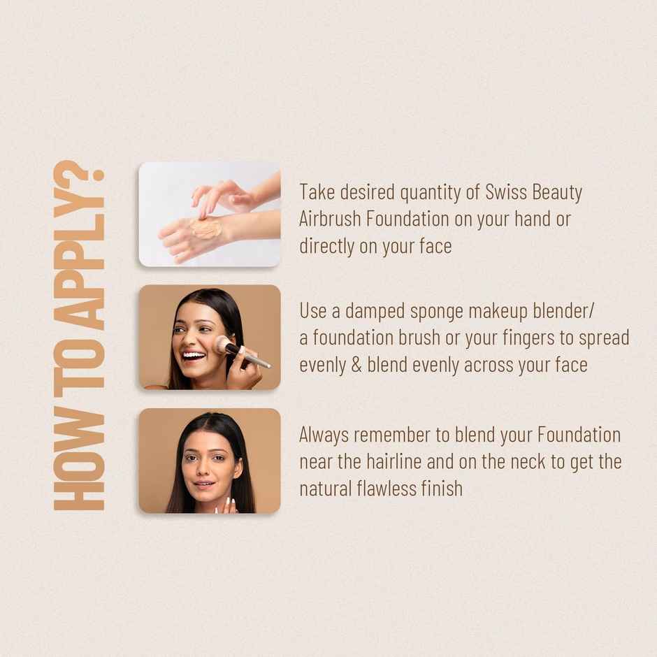 Swiss Beauty Airbrush Finish Full Coverage Foundation - Shell White