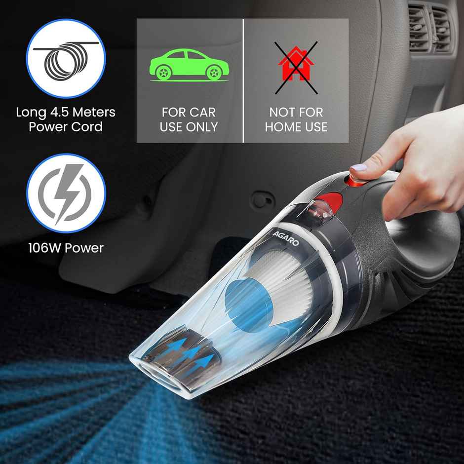 Agaro Car Vacuum Cleaner, Portable, Handheld,12V Dc /110W, 4.5Kpa Power Socket, 14.7Ft Long Cord