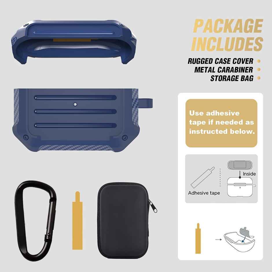 Sounce AirPods Pro Case Cover with Keychain | Military|Grade Shockproof Protective Case Cover | Blue